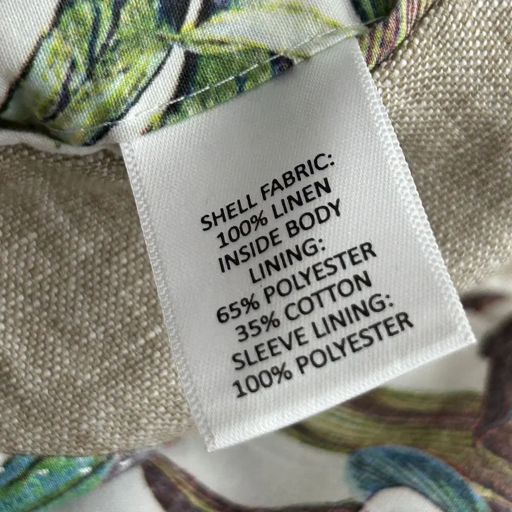 Cremieux Sport Coat Mens L 38 Beige Linen Lightweight Summer Jacket Floral Lined